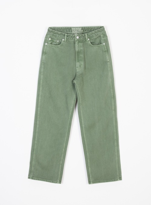 WIDE DYING DENIM PANTS (GRASS)
